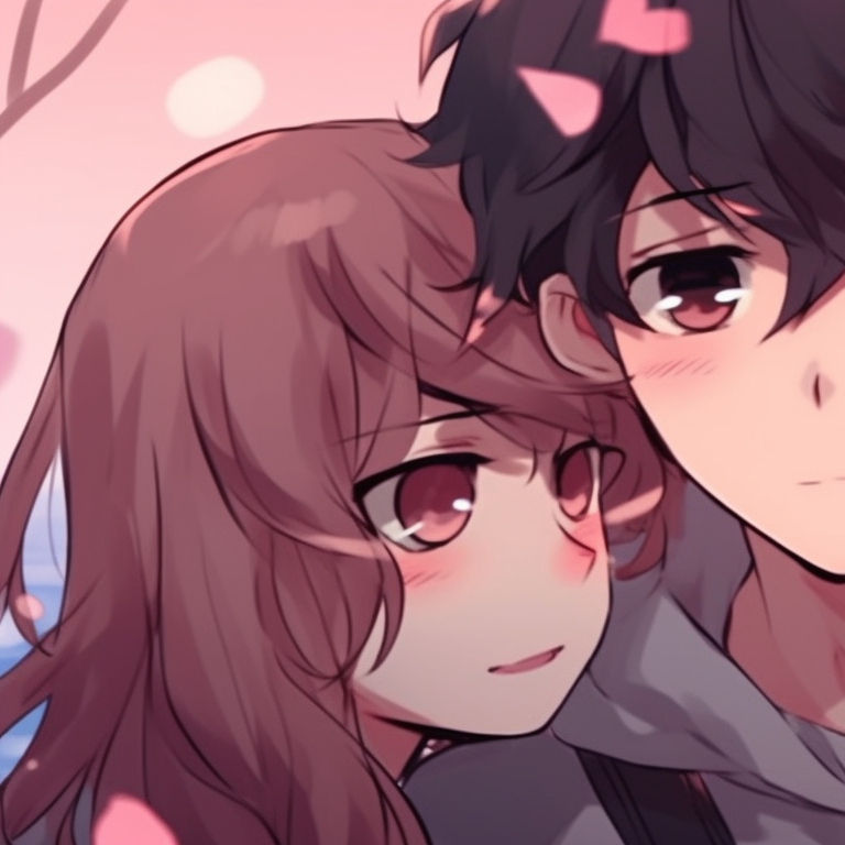 Two characters under a glowing moonlight, soft shades of blue and silver highlights. cute couple's matching pfp pfp for discord.