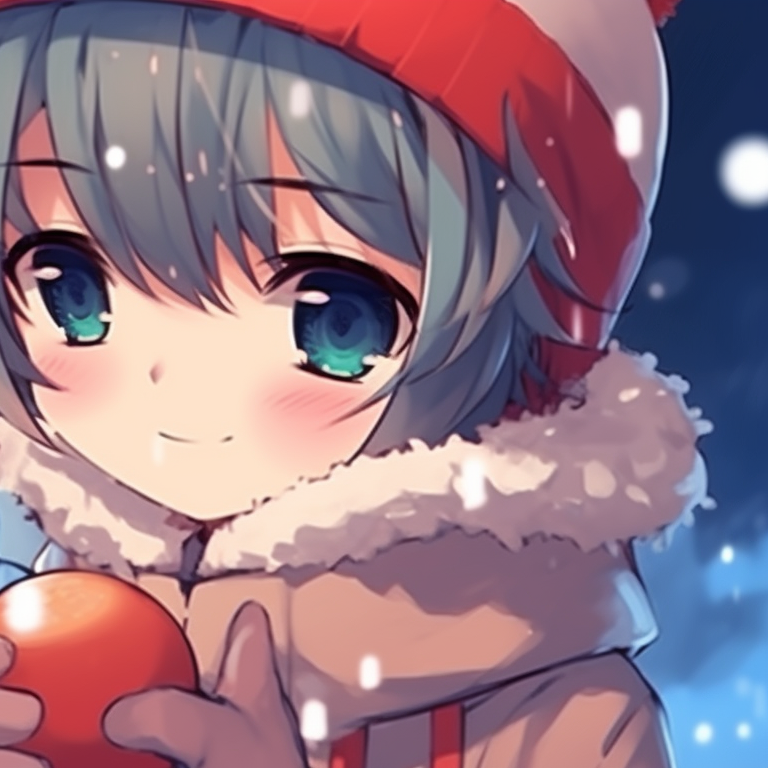 Two characters enjoying candy canes, vibrant colors and holiday spirit. festive matching anime christmas pfp pfp for discord.