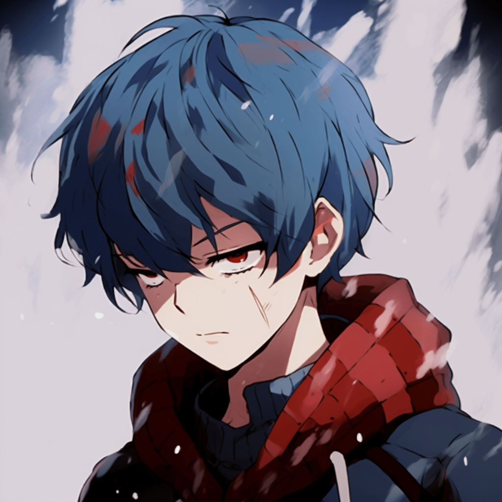 Todoroki Shoto from My Hero Academia in his Half-cold Half-hot form, mixture of intense blue and fiery red. captivating anime pfp gifs index