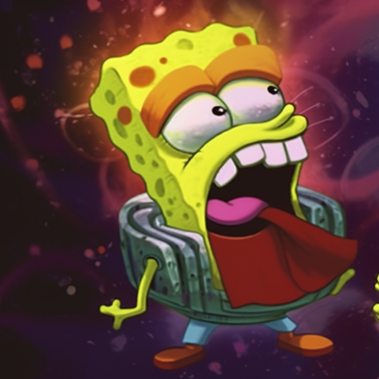 Close-up of Spongebob and Squidward, bright colors and comical vibe. animated spongebob matching profile picture pfp for discord.