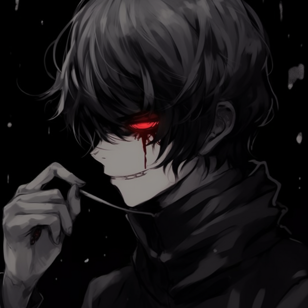 Kaneki Ken from Tokyo Ghoul, with his iconic mask and red eye accentuated. dark anime pfp gifsHD, free download