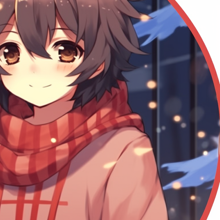 Two anime characters in Santa and reindeer outfits, playful expressions and vivid color scheme. stunning matching christmas cartoon pfp collections pfp for discord.