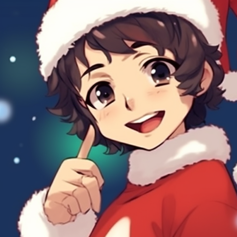 Friends distributing gifts, detailed Christmas tree background. preppy matching christmas pfp ideas pfp for discord.