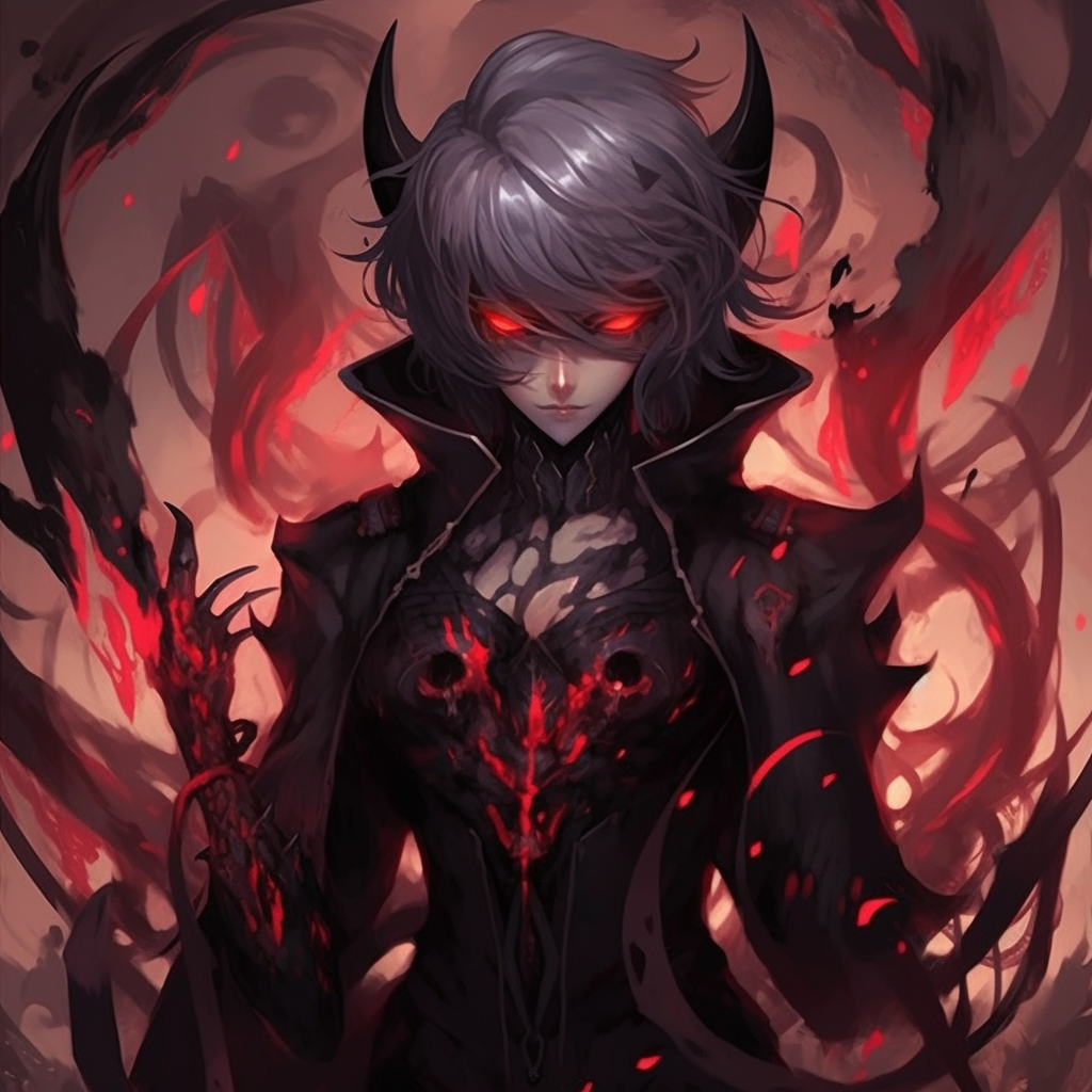 A Demon Fighter exhibiting a powerful stance, with strong outlines and action lines. top ranked demon anime pfp pfp for discord.