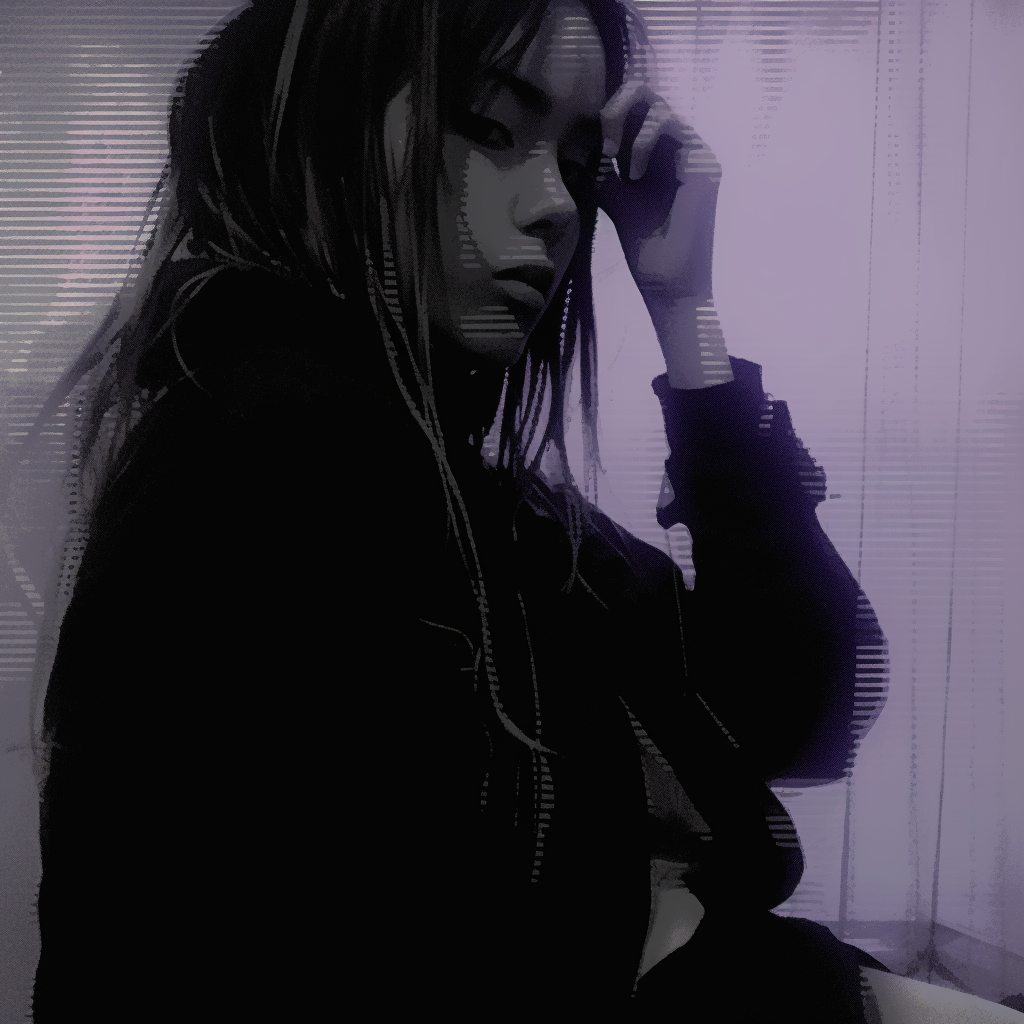 A monochromatic profile of a character with high contrast lines, deep shadows and distressed textures. innovation in grunge aesthetic pfp pfp for discord.