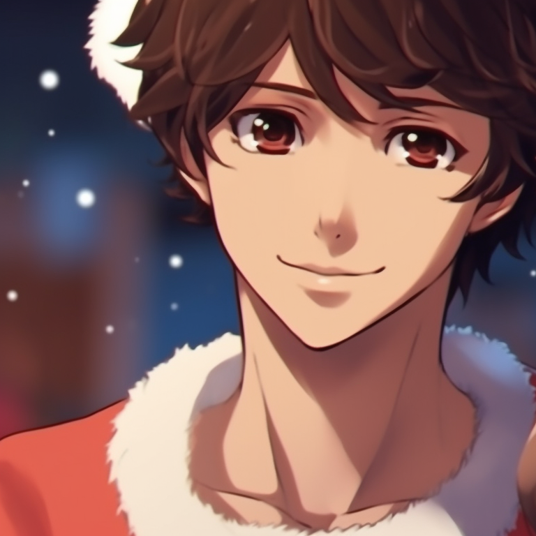 Two adolescent characters in youthful casual Christmas attire, potent color palette and strong lines. essential matching preppy christmas pfp for the season pfp for discord.