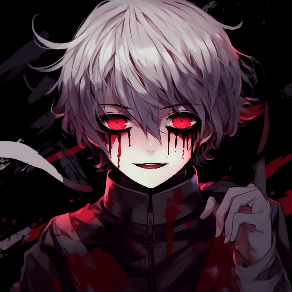 Kaneki unleashing his ghoul power, intricate lines and vivid red and black. character insights for crazy anime pfp pfp for discord.