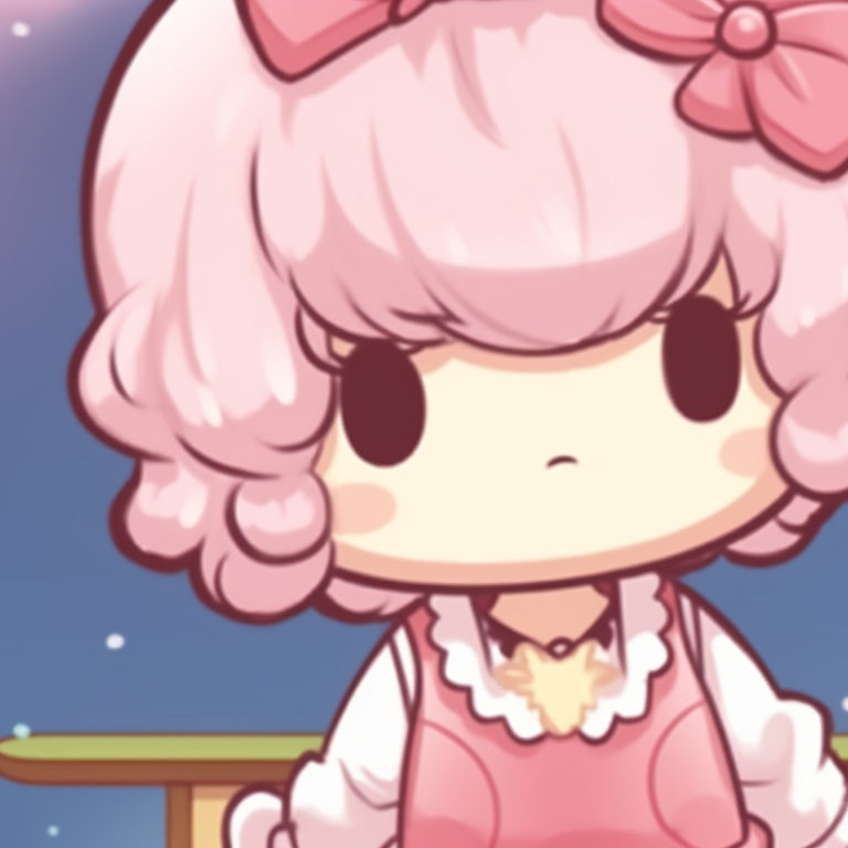 Two characters under cherry blossom trees, calming hues and subtle lighting. matching hello kitty pfp for partners pfp for discord.