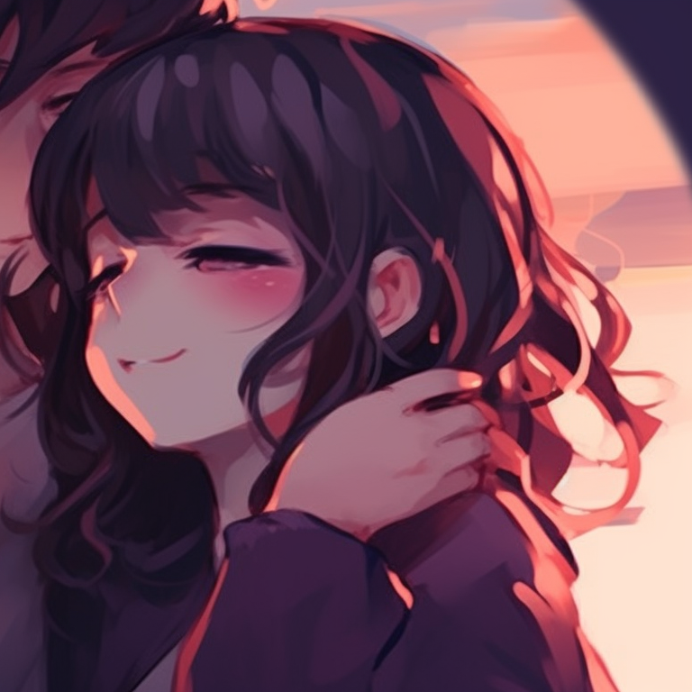 Two characters, mirroring expressions, harmonious color schemes, delicate lines and textures. synchronized anime icons for 2 friends pfp for discord.