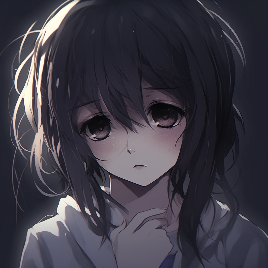 Image of a crying anime girl with beautiful large eyes, colored with pastel tones. adorable sad anime pfpHD, free download