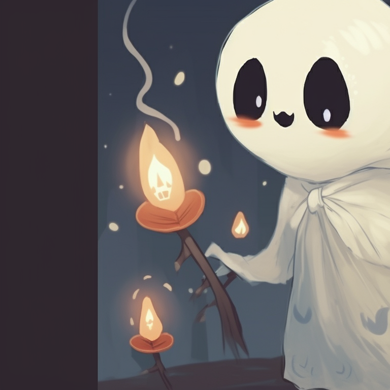 Two ghost characters emit translucent glows, surrounded by gifts and candy canes. matching christmas pfp ghost illustrations pfp for discord.