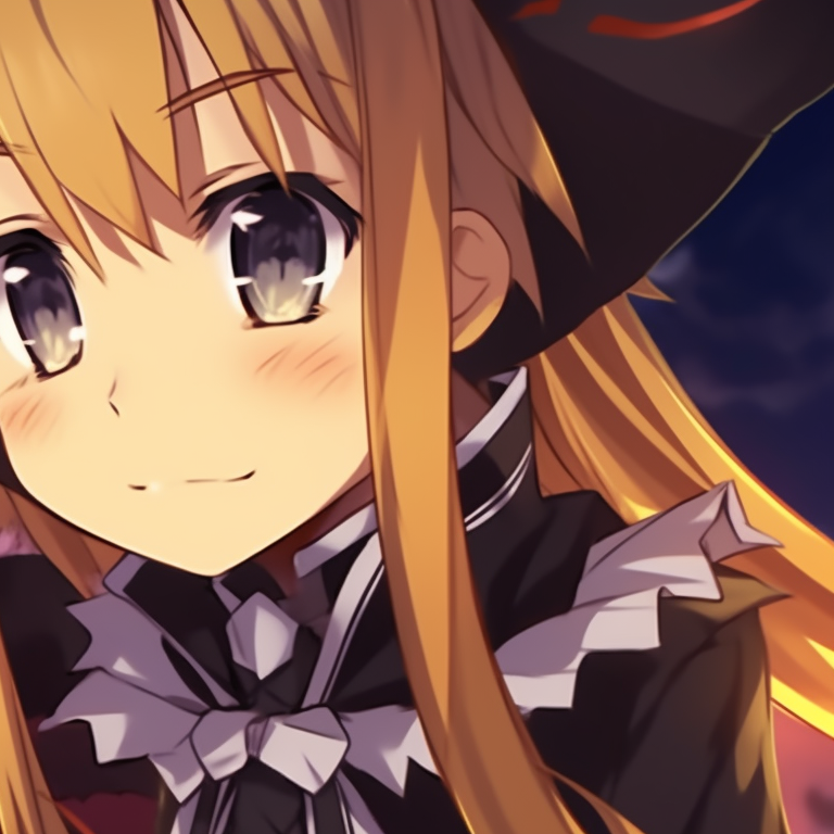 Kirito and Asuna in Halloween attire, muted tones and fluid lines. halloween version pfp matching of kirito and asuna pfp for discord.