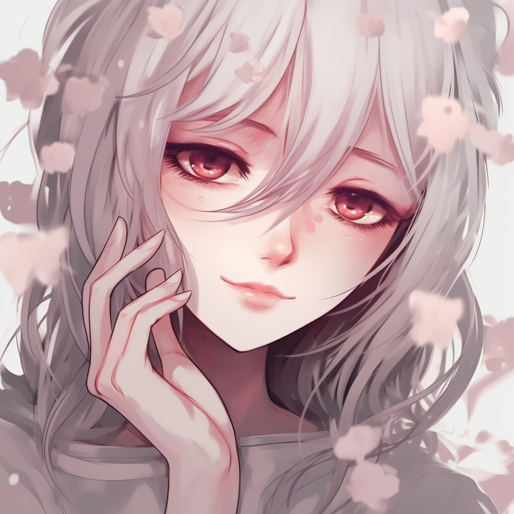 Anime character under a cherry blossom tree, soft pastel colors and dreamy art style. aesthetic white anime pfp