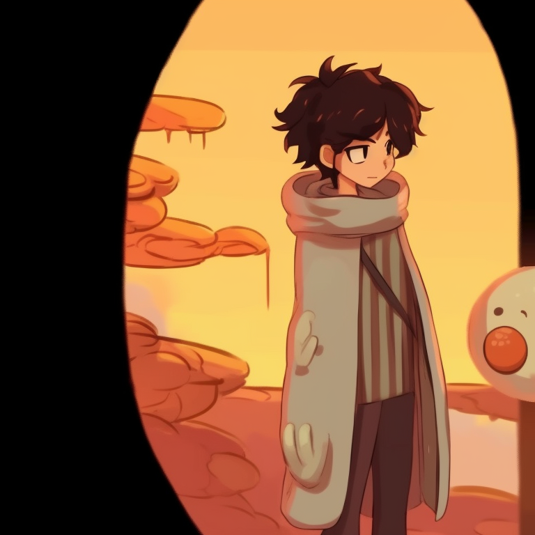 Two characters in harmony, earthy colors and mystical ambience, standing side-by-side. innovative cartoon matching pfp designs pfp for discord.