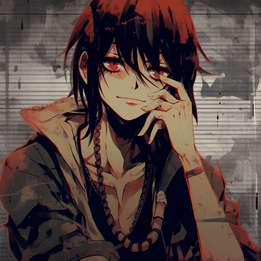 Attack on Titan character in grunge style, intense expressions and distressed texture. exceptional anime grunge pfp for guys