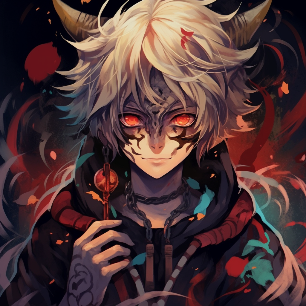 Meliodas in a confident pose in his Demon Form, dynamic composition with intricate detail. outstanding anime demon pfp pfp for discord.