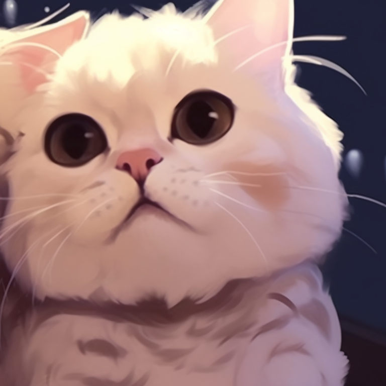 Two cat characters, their tails interlocked, against a soft pastel backdrop. cute cat love matching pfp pfp for discord.