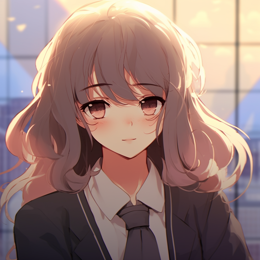 Anime girl with round glasses, showcasing intricate linework and muted pastel colors. cute anime girl pfp classics anime pfp
