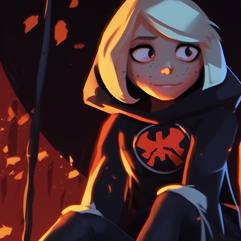 Gwen and Miles in pumpkin outfits, the overall tone is warm with a hint of autumn. gwen and miles halloween theme matching wallpapers pfp for discord.