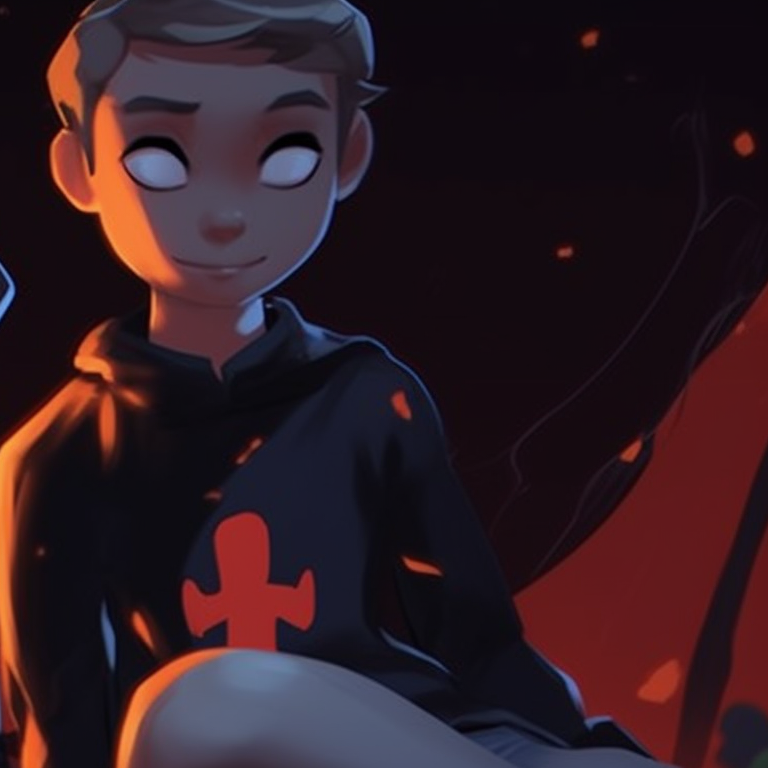 Gwen and Miles in pumpkin outfits, the overall tone is warm with a hint of autumn. gwen and miles halloween theme matching wallpapers pfp for discord.