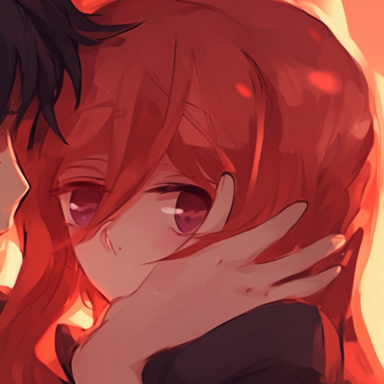 Two characters sitting back-to-back, relaxing in a pastel setting. perfect cute matching pfp for couples in love pfp for discord.