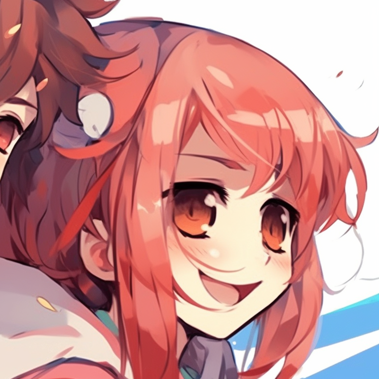 Two young characters, vibrant and exaggerated expressions, playing pranks. matching pfp anime for bffs pfp for discord.