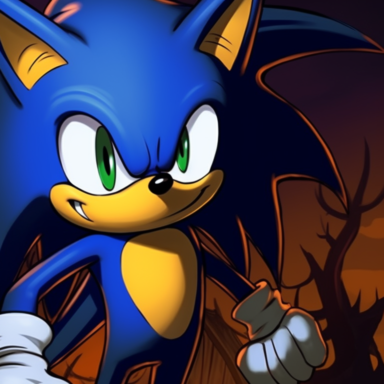 Sonic and Tails in silhouette against a glowing moon, adorned with bats, dark but bold colors. sonic and tails halloween theme pfp ideas pfp for discord.