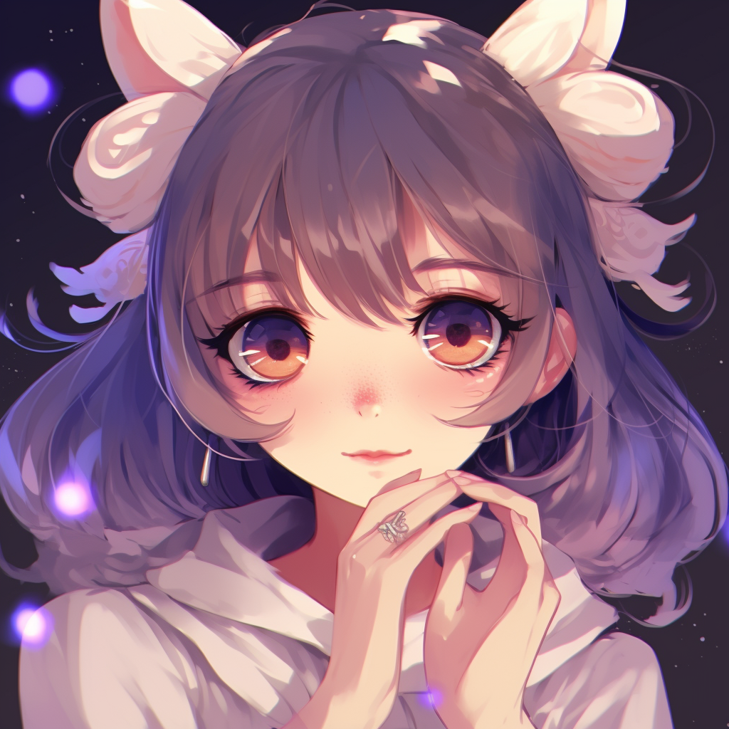 Kawaii Anime girl with cute cat ears vibrant colors and sparkling eyes. anime girl pfp styles