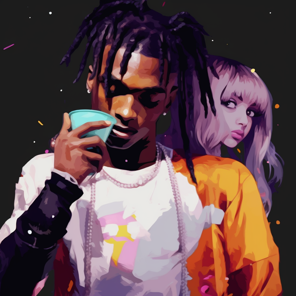 Carti turned into a Samurai with traditional attire, sharp lines and deep tones. playboi carti in anime art style