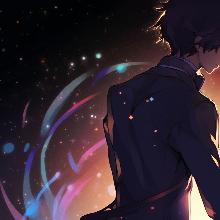 Two characters dancing in starlight, shimmer effects, elaborate outfits classic matching pfp couples pfp for discord.