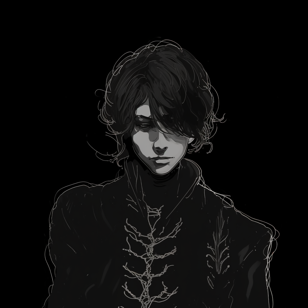 Profile of an eerie Gothic character, saturated colours and atmospheric shadows. gothic dark aesthetic pfp pfp for discord.