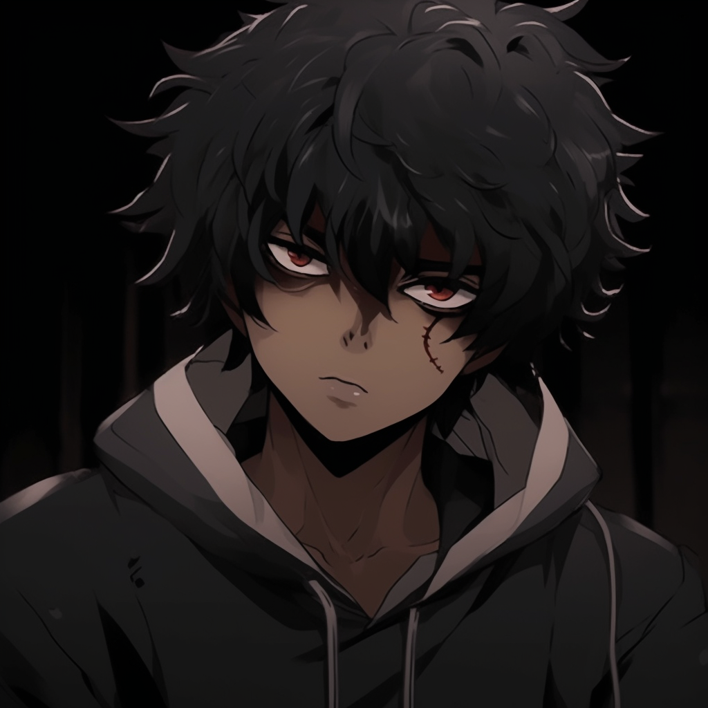 Black anime figure in a stylish suit, a vibrant tie, and distinct glasses, detailed linework and soft shading. black anime pfp inspirationsHD, free download