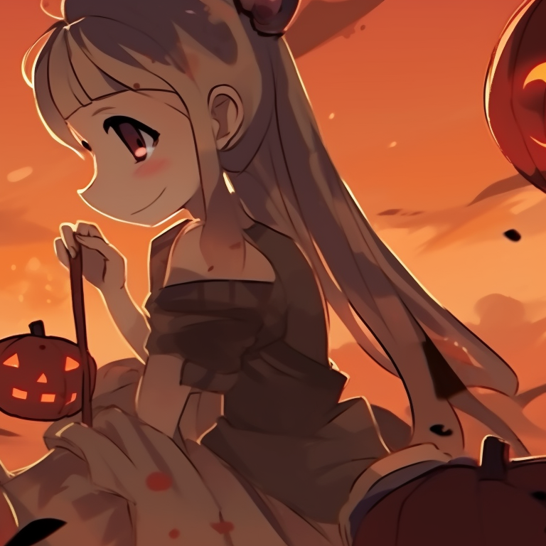 Zenitsu and Nezuko, vivid expressions and Halloween night backdrop. zenitsu and nezuko halloween artwork pfp for discord.