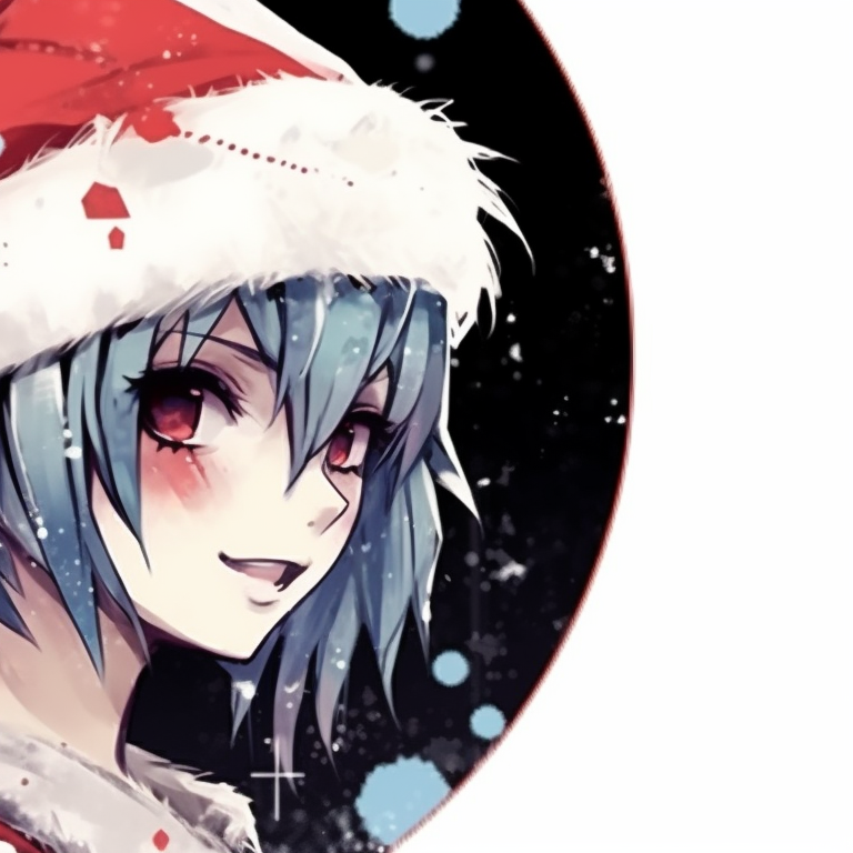 Two side profiles of punk characters in matching Christmas hats, grunge splatter texture, a mirror image. grunge trend matching christmas pfp punk pfp for discord.
