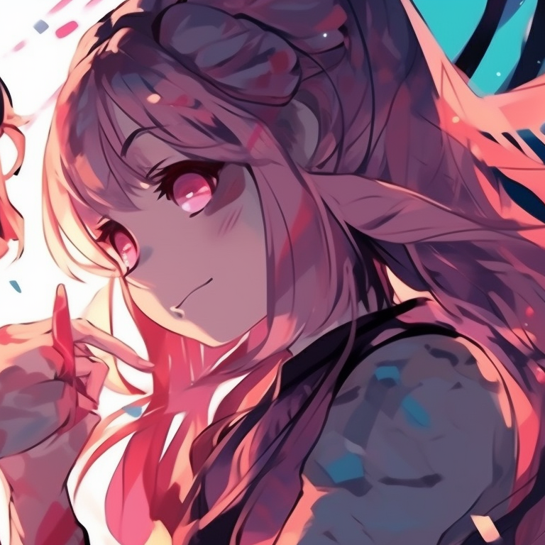 Two characters depicted against a dying sunset, their reflections mirroring amidst water in a blend of warm tones. impressive matching discord pfp pfp for discord.