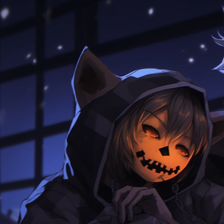 Two Tokyo Revengers characters, both dressed in villainous Halloween costumes, engaged in an intense stare-down. tokyo revengers matching pfp halloween theme images pfp for discord.