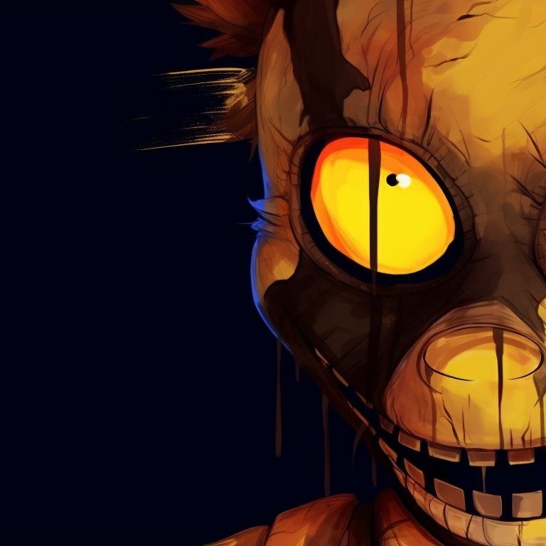 Two FNAF characters cautiously interacting, subtle shadings against a minimalistic, darker drift. matching fnaf halloween profile images pfp for discord.