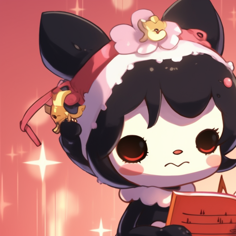 Kuromi characters strolling in a snowy landscape, cool color palette and finely detailed snow. matching kuromi christmas pfp ideas pfp for discord.