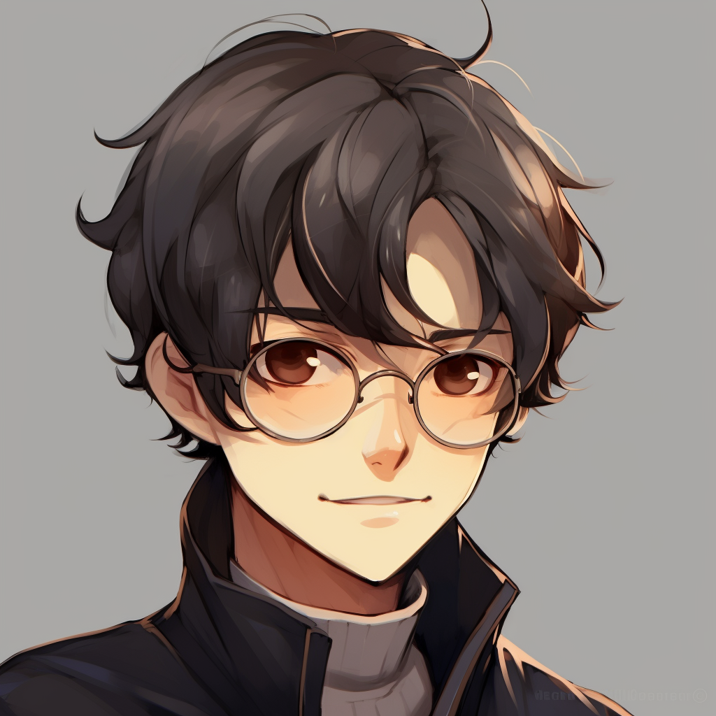 Quirky male anime character in a dynamic pose, expressive linework and energetic color palette. quirky male anime pfp