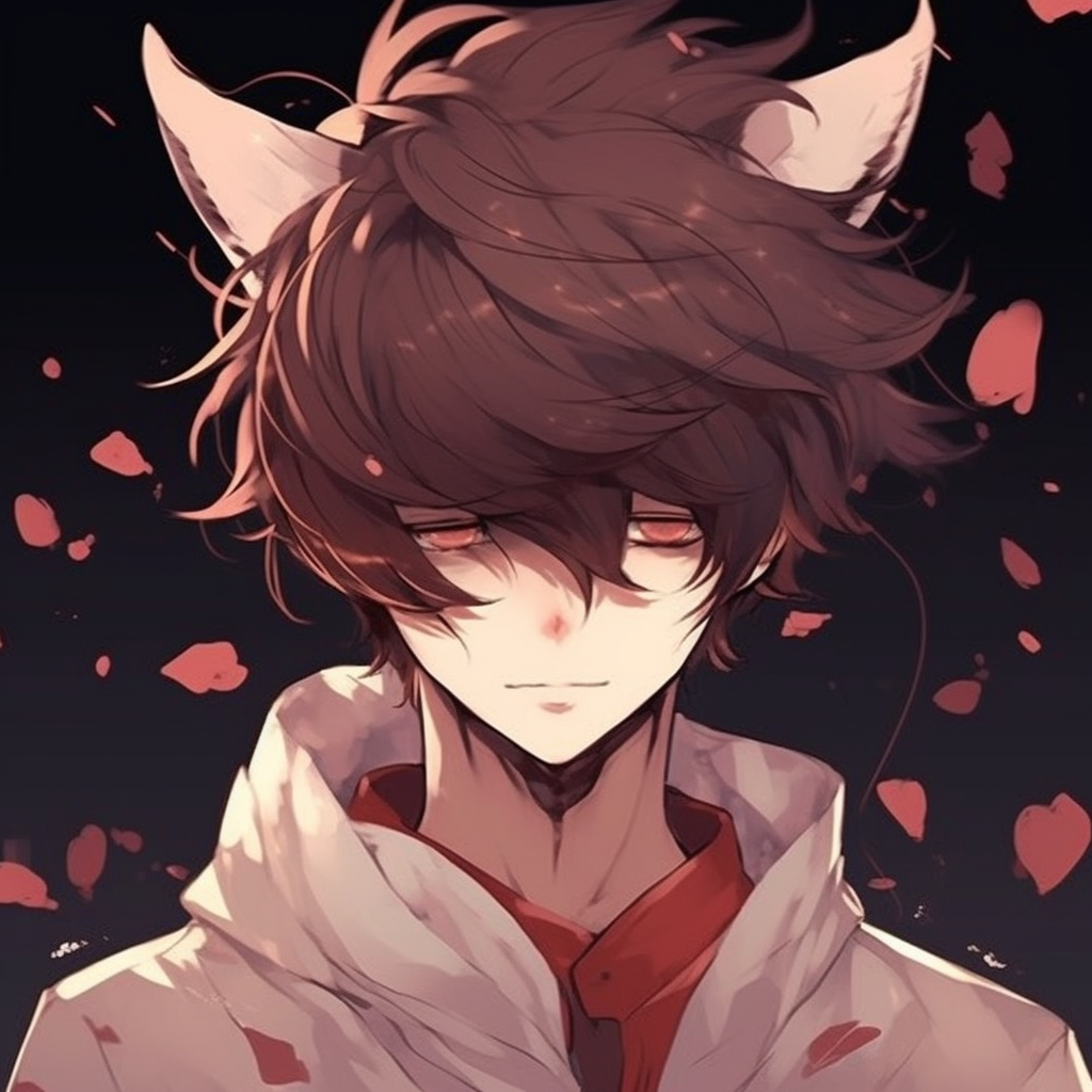 Anime boy partially hiding behind Yokai mask, using muted tones yet capturing surprising details. anime boy pfp aesthetic favorites pfp for discord.