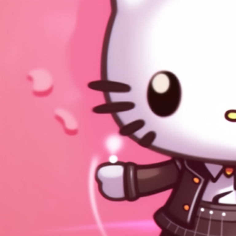 Two characters, clear outlines, wrapped in a warm winter scarf sharing smiles. matching hello kitty pfp for partners pfp for discord.