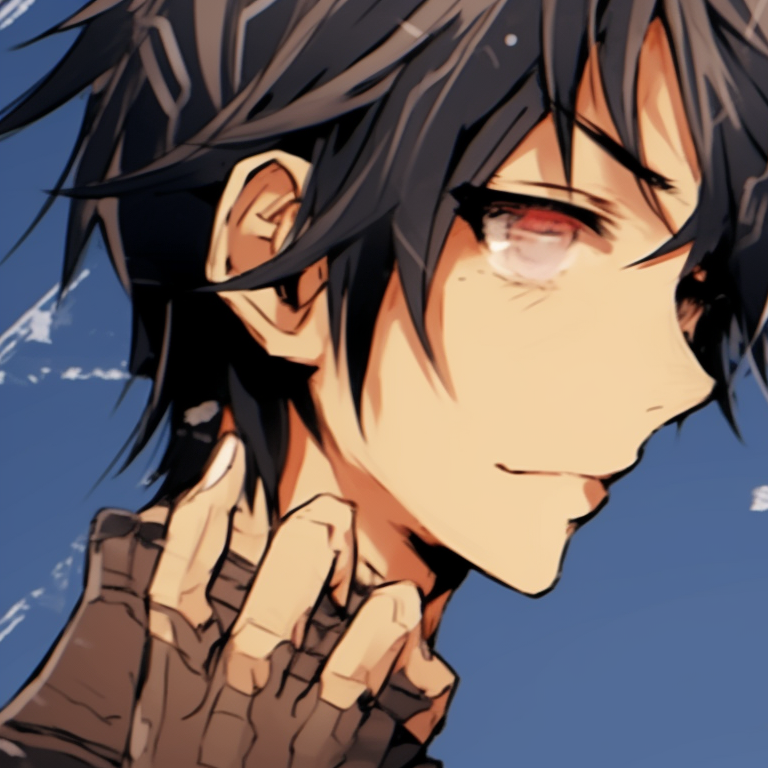 Two characters, styled in futuristic attires, metallic shades and neon highlights, facing the same direction. anime pfp matching in 2023 pfp for discord.