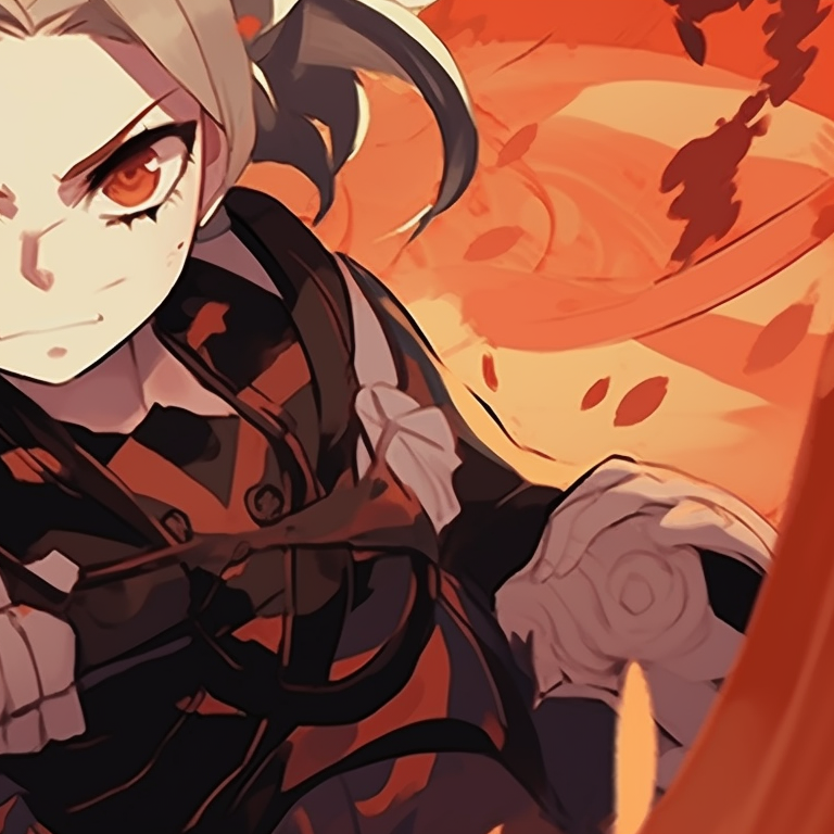 Zenitsu in mid-attack and Nezuko with her bamboo muzzle, contrast of dynamic energy and serene demeanor. zenitsu and nezuko matching costumes pfp for discord.