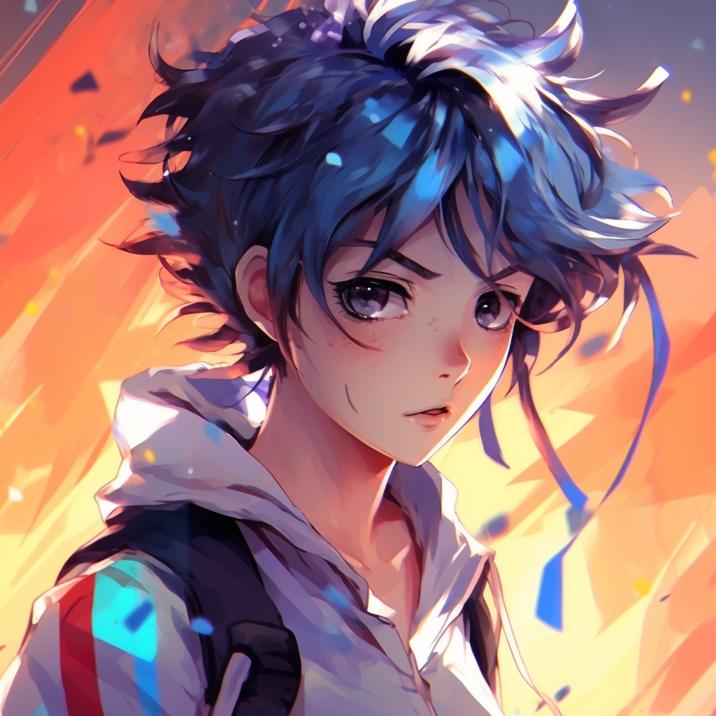 Action portrait of a sporty anime character, vivid colors and dynamic pose. trending pfp anime styles pfp for discord.