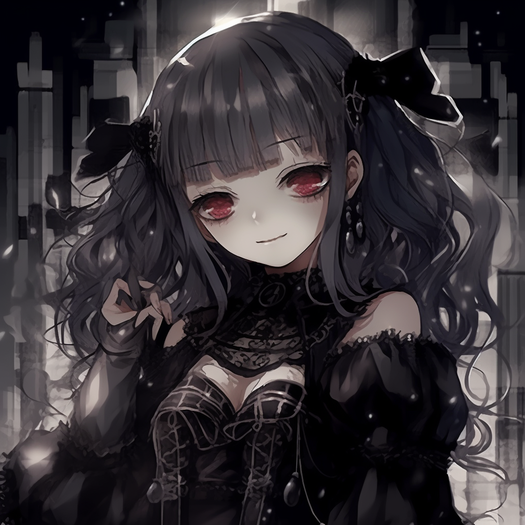 Anime character with Victorian era design, noticeable on attire and accessories. unforgettable gothic anime characters pfp