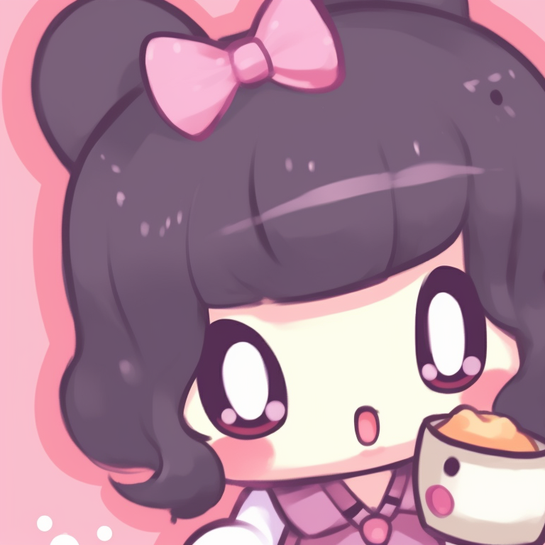 Close-up of two Sanrio characters, pastel colors with detailed features. classic matching sanrio pfp pfp for discord.
