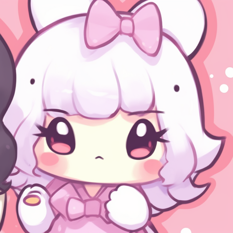 Close-up of two Sanrio characters, pastel colors with detailed features. classic matching sanrio pfp pfp for discord.