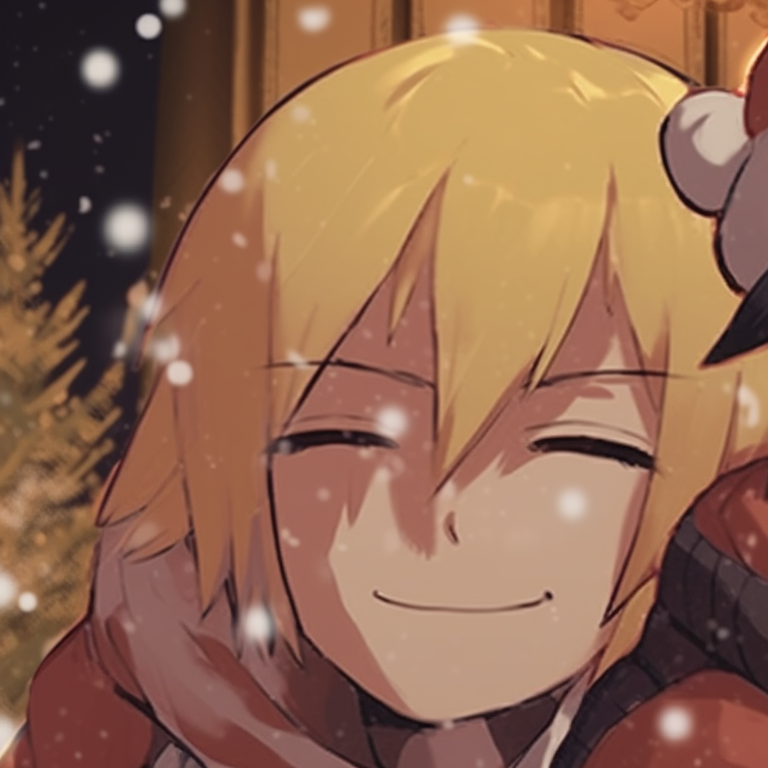 Two characters poised for a friendly holiday showdown, detailed expressions and dynamic poses. charming matching christmas pfp naruto pfp for discord.
