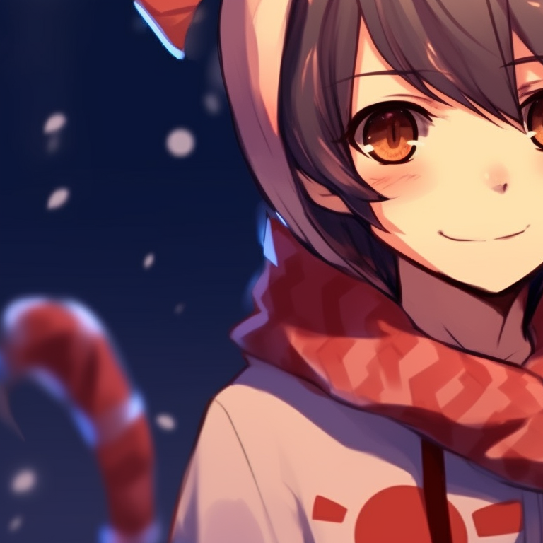 Two catboy characters in a soft embrace, muted colors and delicate line work. catboy inspired matching christmas pfp pfp for discord.