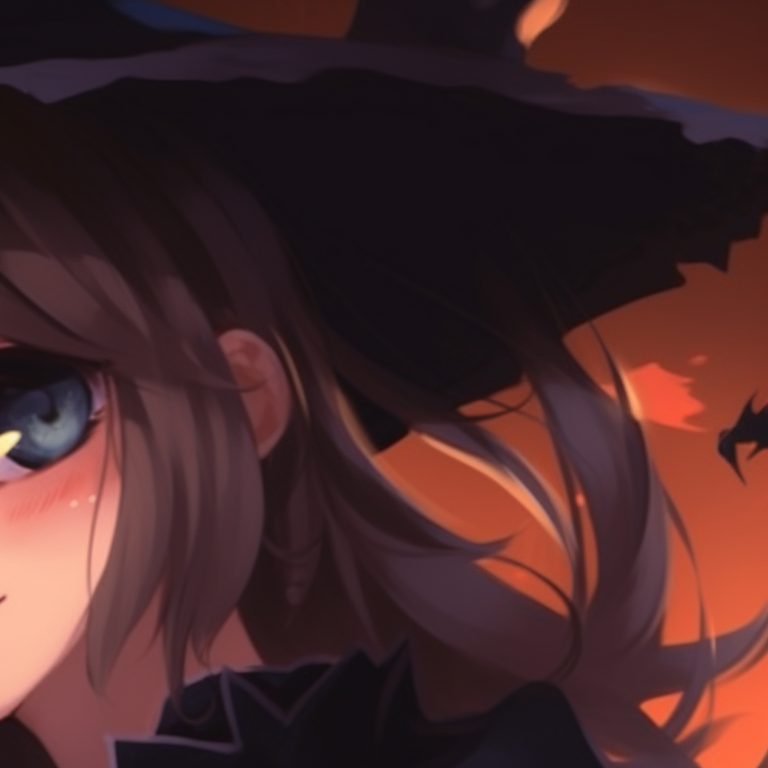 Two girls in outfits themed around autumn, rich brown and amber tones, soft lines and rustic charm. cute girl anime halloween matching pfp pfp for discord.